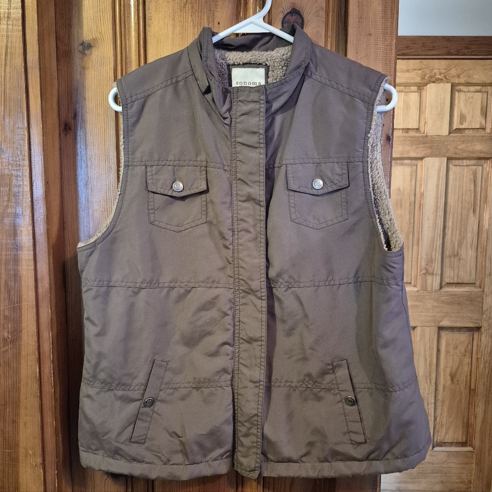 ❤️‍🔥 Sonoma Brown Sherpa Lined Womens Large Vest